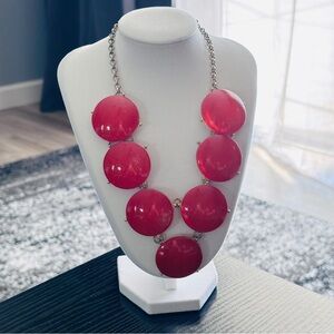 Red Statement Necklace Oversized Disc Beads Bold Retro Jewelry